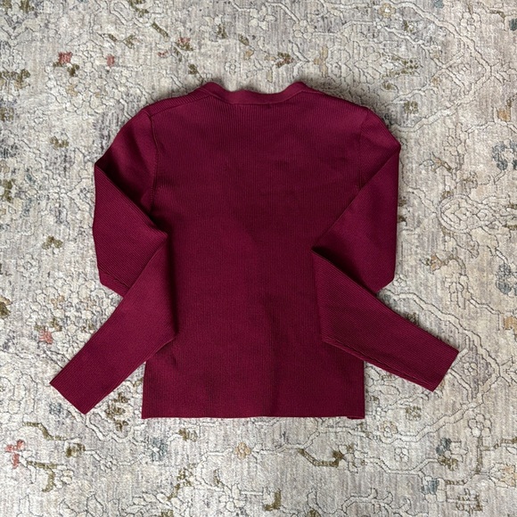 Burgundy Ribbed Cardigan - Picture 4 of 7